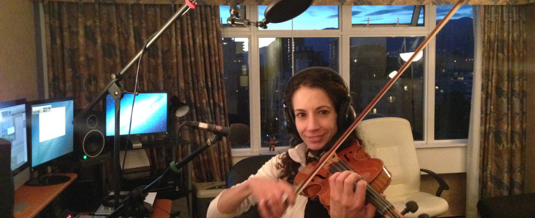 Violin recording session