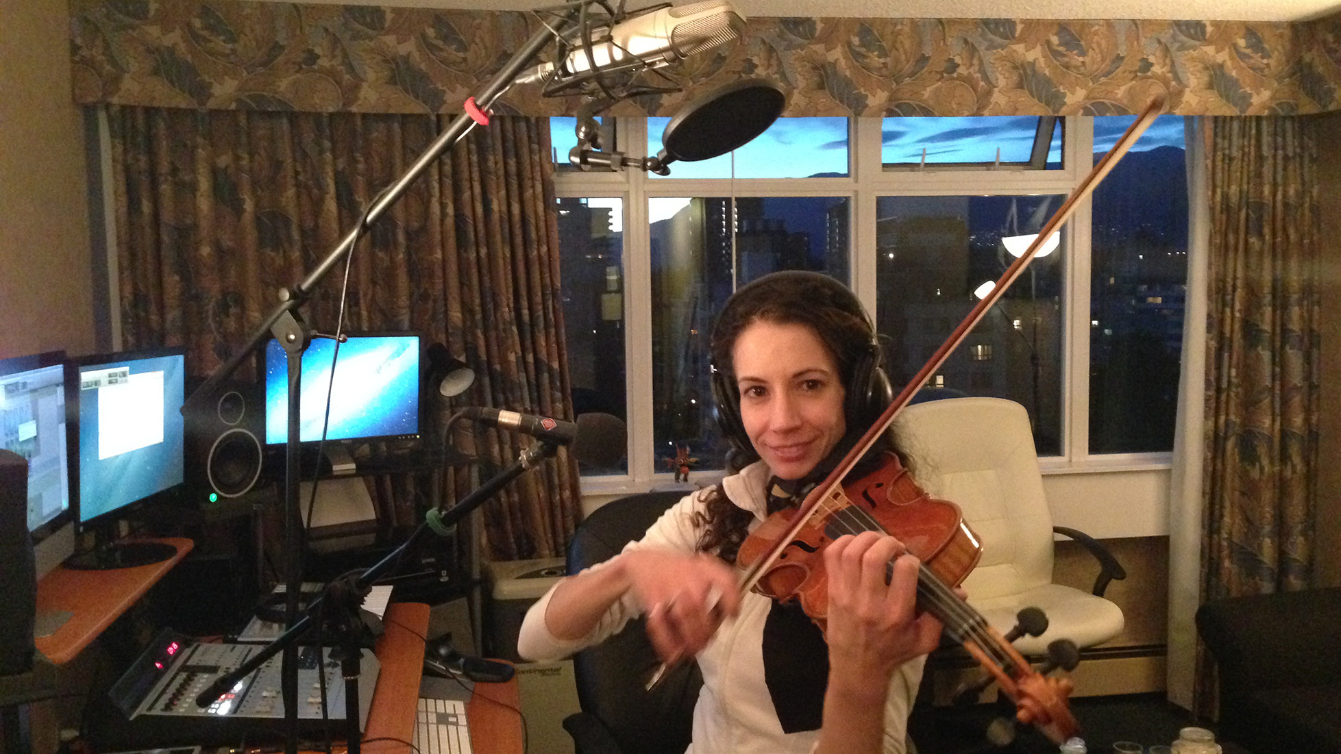 Violin recording session